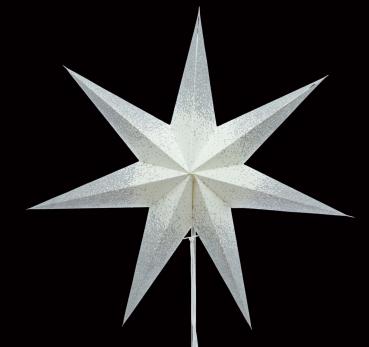 Meteor Silbercrash weiß  - Faltbarer Leuchtstern, Weihnachtsstern aus Papier mit 7 Zacken, 60 cm